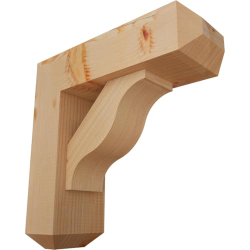 5 1/2"W x 16"D x 16"H Funston Craftsman Smooth Bracket w/Offset Brace, Douglas Fir