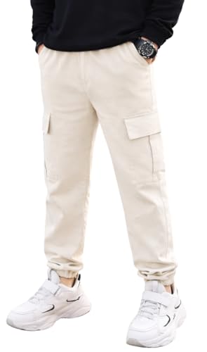 Image of ADBUCKS Boys' Cotton Cargo Joggers - Soft, Casual Pants with Pockets II Boy's Relaxed Cargo Joggers Pants for Boy