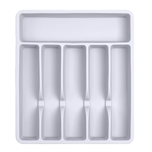 Pantrymade Silicone Silverware Drawer Organizer – Non-Slip Utensil Holder for Kitchen Drawers | Cutlery Tray for Forks, Knives, Spoons & More | Durable, BPA-Free, Easy to Clean – White