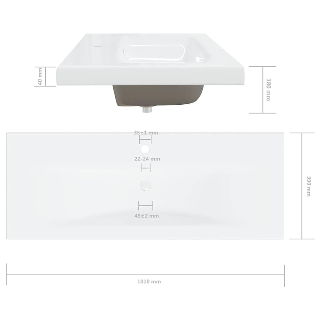 Armario para lavabo de madera blanco con lavabo empotrado, 100 x 38,5 x 45 cm, 1 cajón, espacio de almacenamiento para baño y aseo de invitados, diseño moderno, con grifo y rebosadero