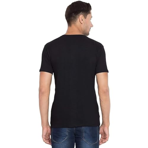 Image of Mens Plain Black T-Shirt Classic Round Neck Half Sleeve