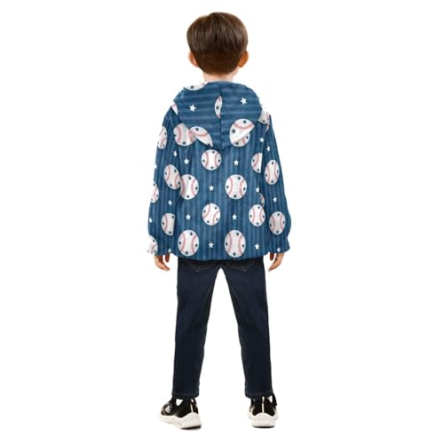 White Baseballs Blue Stripe Toddler Boys Comfy Soft Fleece Jacket with Polar Fleece Lining 3T4