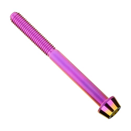Image of Titanium Ti Bolt M5x9 16 18 20 25 30 35 40 45 50 55 60mm Tapered Head Screws Pack of 4 (M5x55mm, Purple Gold)