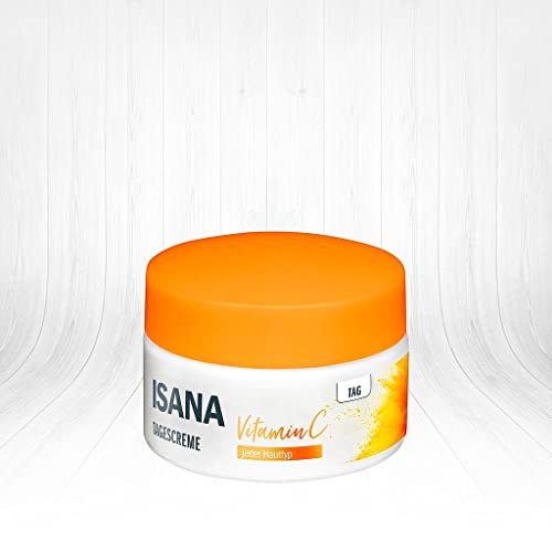 IISANA Vitamina C Crema de día 50 ml para todo tipo de piel, con ácido hialurónico y extracto de pomelo, SPF 15