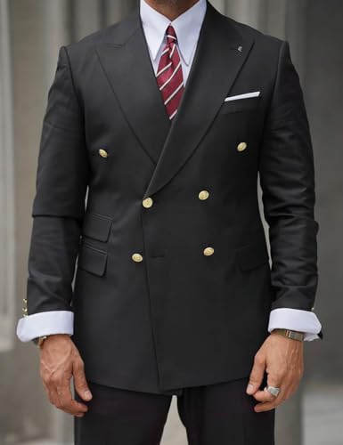 Men's Suits Slim Fit 2-Piece Men's Suits Peak Lapel Double-Breasted for Wedding Men's Suit Jacket Trousers2