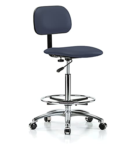 Perch Chrome Lab Chair with Adjustable Backrest with Foot Ring | High Bench Height 24-33.5' |...