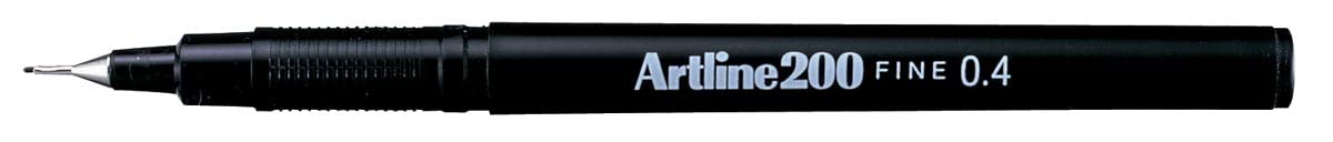 Artline200 Fineliner Pen Water-based Ink 0.4mm Tip 0.4mm Line Black Ref A2001 [Pack of 12]