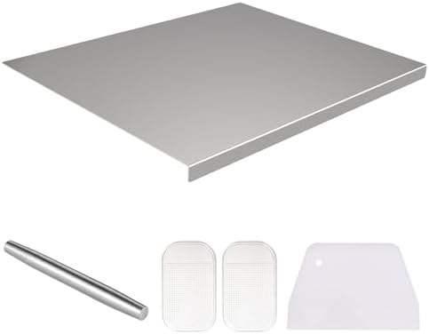 Premium 304 Stainless Steel Cutting Board 23.6"x47.2" - Non-Slip Kneading & Baking Surface, Durable Titanium Edge Kitchen Prep Board for Food Preparation & Cooking