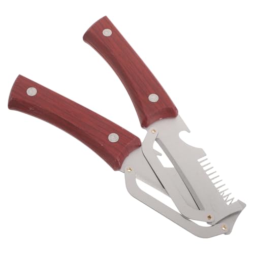 MOKKHNB Lot de 2 éplucheurs de cuisine - Éplucheur à légumes avec coupe-julienne et ouvre-bouteille - Lame robuste en acier inoxydable et manche en bois...