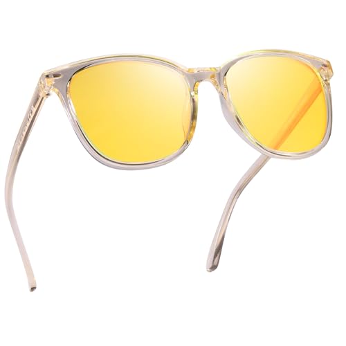 Myiaur Nachtsichtbrille für Damen Polarisiert Nachtfahrbrille mit Gelben Gläsern & Anti-Blendung Stylisches Rechteck-Design Myiaur Nachtsichtbrille für Damen Polarisiert Nachtfahrbrille mit Gelben Gläsern & Anti-Blendung Stylisches Rechteck-Design