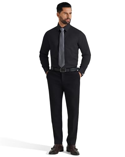 Image of Alimens & Gentle French Cuff Regular Fit Dress Shirts (Cufflink Included) | Office Work,Business Casual,Wedding,Formal Event,Interview,cufflink,Soft,Breathable,Polyester Cotton