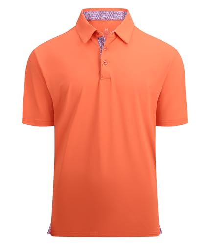 Alex Vando Mens Golf Shirt Moisture Wicking Quick-Dry Solid Short Sleeve Polo Shirts for Men