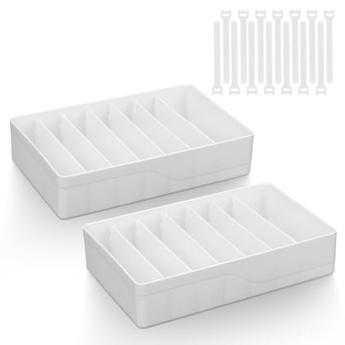 AIDUCHO 2 cajas organizadoras de cables, caja de almacenamiento de cables con 14 bridas y 7 compartimentos ajustables, caja organizadora de carga para almacenamiento de escritorio, oficina, uso