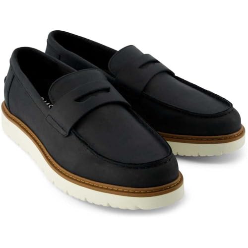 TOMS - Mens Navi Travel Lite Havana Dress Casual Shoes, Color Black Leather, Size: 8.5 D(M) US3