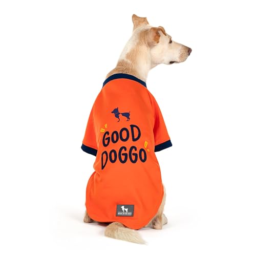Image of HUFT Good Doggo Pet Sweatshirt - Orange (XL) | Cozy Winter Clothes & Hoodie for Small Dogs | Soft, Warm & Stylish Dog Apparel for Puppies, Beagles, Pugs & All Breeds | Perfect Holiday & Winter Outfit