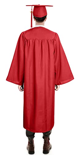 Image of Graduation Cap Gown 2026 2027 Matte Unisex for High School Bachelor | Heavyweight Matte Polyester,Zipper Closure,Adjustable Cap,Sizes 39-60,Bulk Orders Available