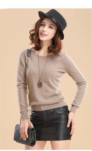Women's Autumn Winter Super Soft Cashmere Cotton Blended Classic O-Neck Knitted Sweater2