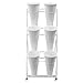 RudiUsoy Flower Display Stand with 6 Buckets, 3 Layer Metal Plant Stand Indoor with Wheels, Heavy Duty Moving Flower Cart Flower Rack for Outdoor Patio, Garden, Florist