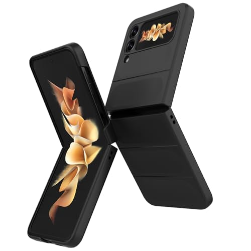 BonYonka Hülle Kompatibel mit Samsung Galaxy Z Flip 3 Hard PC Stoßfest Schutzhülle Kratzfest Rugged Cover Rundumschutz Schutzhülle mit Kameraschutz Schwarz
