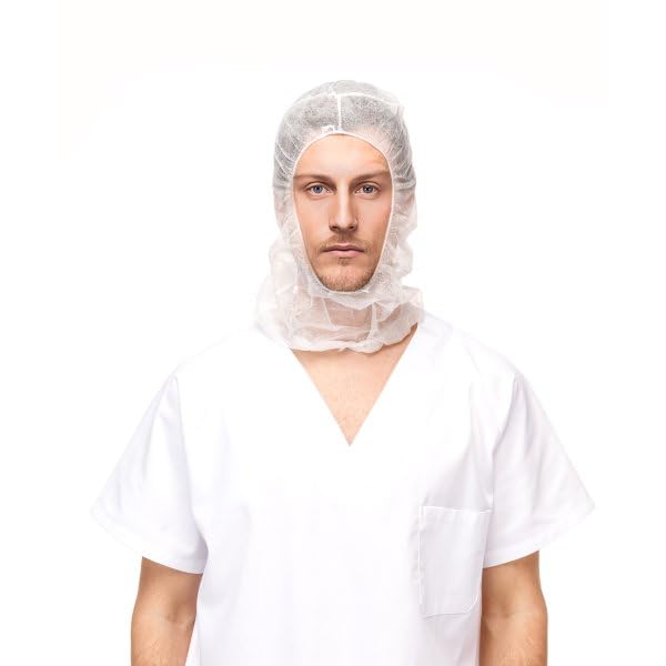Capuz o Gorro Integral de Polipropileno Desechable con Ajuste Elástico en Color Blanco. Caja con 500 uds