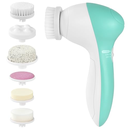 LOPHE Cepillo de Limpieza Facial, 7 en 1 Cepillo Limpiador Facial Eléctrico Para Limpieza Profunda, Masaje Facial, Eliminación De Puntos Negros，Verde