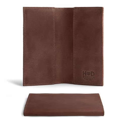 Image of Hide & Drink, Checkbook Cover, Minimalist Organizer for Personal or Business Finances, Bill Holder, Full Grain Leather, Handmade, Bourbon Brown