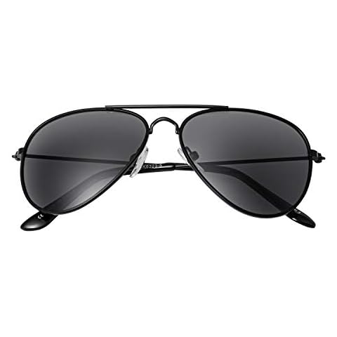 Ultra Negro con Lentes Negros Niños Gafas de Sol Piloto de Estilo Gafas Clásicas Niños Niñas UV400 UVA UVB Metal Unisexo Navegador Cover