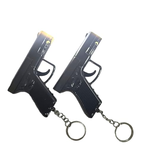 Image of Gun Shape Keychain, Keyring for Kids, Keychain For Bike Car, Gift Keyring For Boys & Kids, Gun Laser Light Torch With Different Shape Led Light & Hook 1pcs