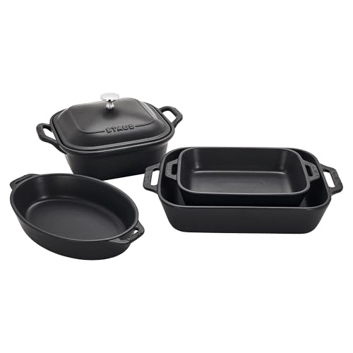 Staub Ceramic Stoneware 5-Pc Mixed Baking Dish Set – Matte Black