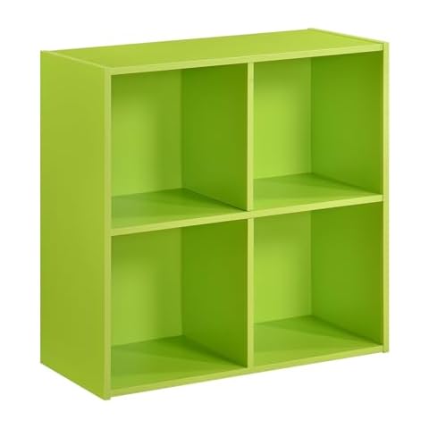KB Designs - Green 4 Cube Storage Organizer Book Shelf, Toy Storage Organizer for Nursery, Kids Room, Playroom and Bedroom Cover