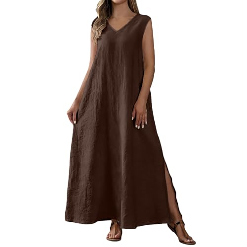 Robe d'été longue en lin anti-chaleur fluide et élégante pour rester fraîche