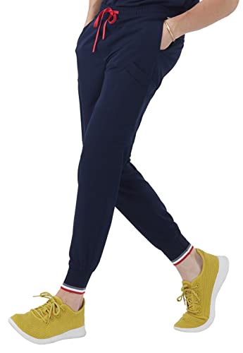 Mediclo Men's Medical Scrub Pants - Kodiak Jogger 10 Pockets Elastic Waist Eco Friendly Sustainable FYSEL Fabric Tapered Leg Workwear Navy MB6003RNAV04 S