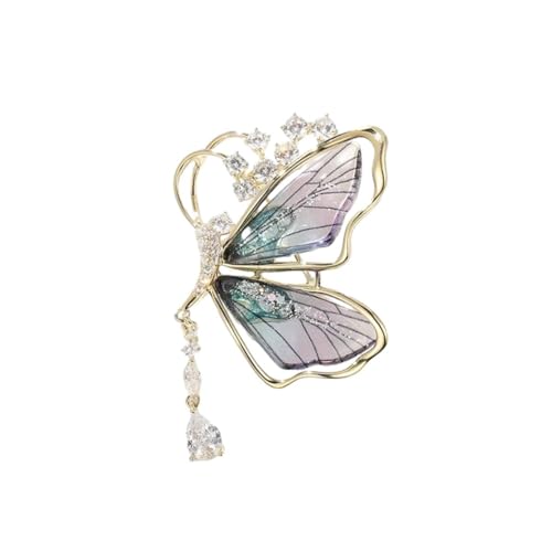 JINZIJINYU Vintage Legierung Strass Brosche Quaste Schmetterling Brosche Damen Insekten Pin Anti Exposition Corsage Zubehör Lila