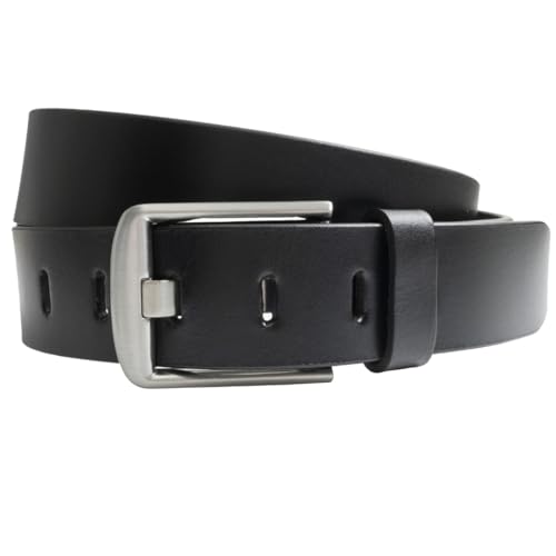 Black Wide Pin Belt - Full Grain Leather Strap with Certified Nickel Free Buckle