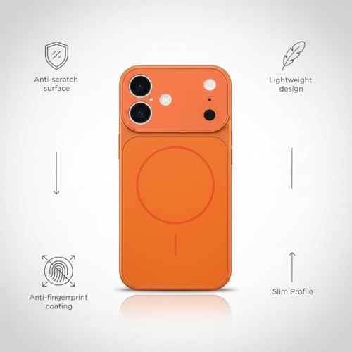 Image of for iPhone 16 |Convert to 17 pro /17 Pro Max Style Premium Back Glass Converter Cover Magnetic Case for iPhone 16 (Orange)