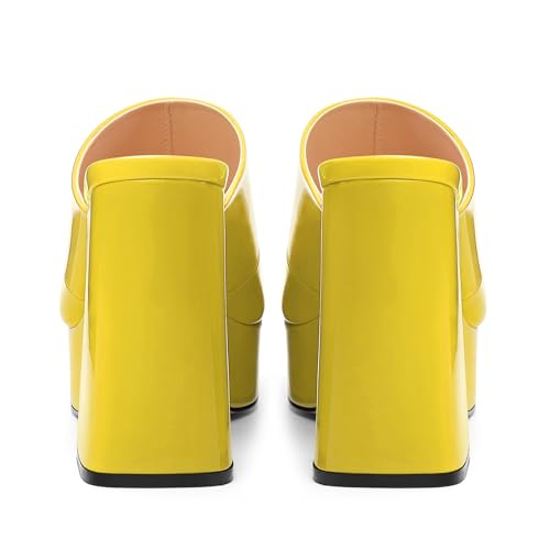 Image of Women Square Open Toe Platform Chunky Heel Slide Sandals | Slip On High Heel Dress Sandals, Elegant Formal Footwear For Wedding Club Evening Party Events
