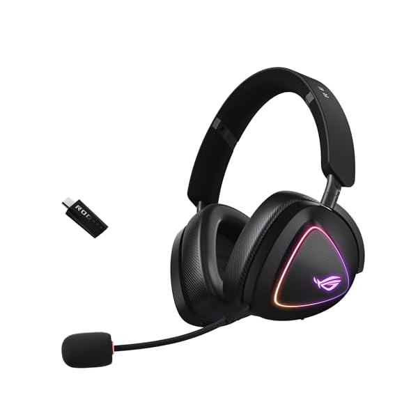 ASUS ROG Delta II Wireless Gaming Headset (BT, ROG SpeedNova 2.4GHz, 3.5mm, 50mm Titanium-Plated Drivers, 10mm Super-Wideband Mic, 110HR Battery, DualFlow Audio, for PC, Switch, PS5, Xbox)- Black