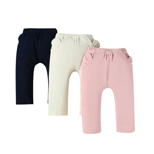 Pantalones casuales de niña pequeña lote de 3 piezas acanaladas con elástico
