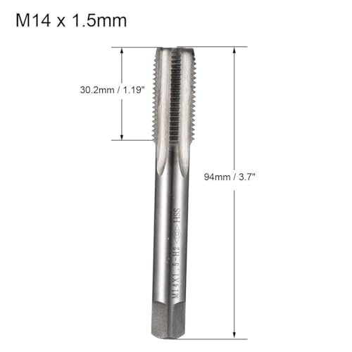 TA-VIGOR M14 x 1.5mm Metric Machine Tap, High Speed Steel 4 Straight Flutes Screw Tapping Thread Tap, Threading Tapping Repair Tool - Image 2