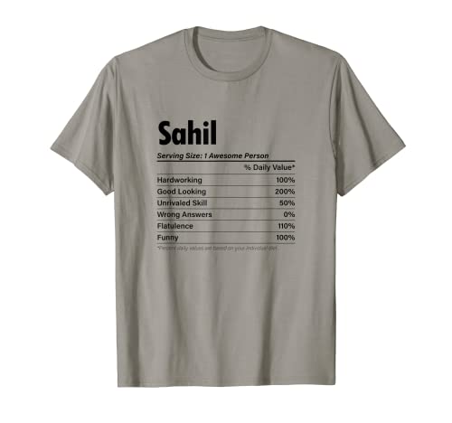 Información nutricional de SAHIL | Definición de nombre divertida: gráfico Camiseta