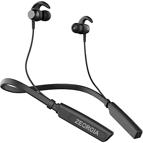 Image of ZEORGIA ZE-Galaxy in-Ear Bluetooth Neckband with Up to 33Hrs Playback, Boom Mic & Bluetooth v5.0, Voice Assistant Wireless Earphone (Black)