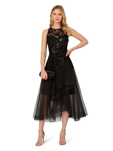Image of Adrianna Papell Women's Halter Velvet Tulle Dress