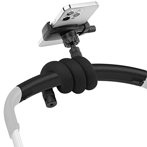 Image of Uogw Stroller Phone Holder for Parent and Baby,Universal 20inch Length Flexible Gooseneck Phone Stand for Stroller,Wheelchair,Treadmill,Spin Bike,Shopping Cart,Kitchen,Compatible with iPhone,Android