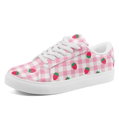 coolcustomize Strawberry Fashion Sneakers for Women, Cute Pink Trendy Comfortable