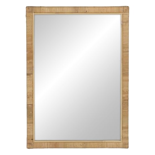 LOLAhome Espejo Rectangular Acordonado de Rattan Natural de 50x70 cm