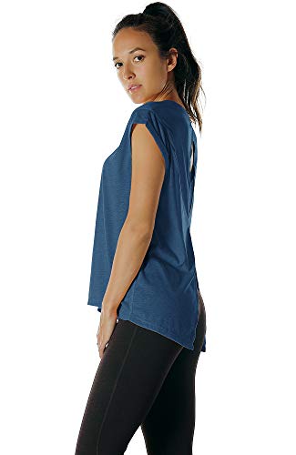 Image of icyzone Open Back Workout Tops for Women - Athletic Activewear T-Shirts Exercise Yoga Shirts(Pack of 2)