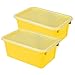 Storex Stx62410u06c-2 Plastic Small Cubby Bin With Lid, 12.2-Inch X 7.8-Inch X 5.1-Inch, Yellow, Pack Of 2