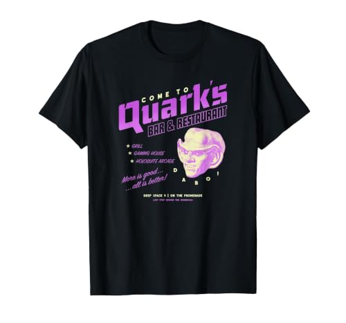 Star Trek: Deep Space Nine Come to Quark's Bar Vintage Logo T-Shirt, Men, Black, 3X-Large