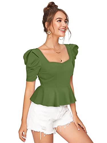 Image of ILLI LONDON Women's Puff Sleeve Peplum TOP