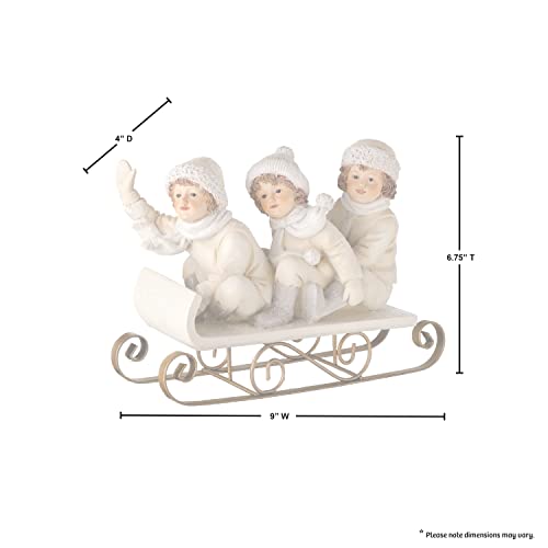 Regency-International-Winter-White-Kids-on-Sled-Figurine-8-Inch-Resin Regency International Winter White Kids on Sled Figurine 8 Inch Resin